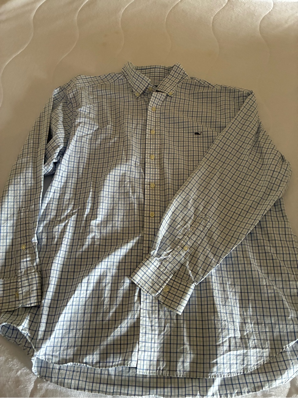 Vineyard Vines Classic Whale 🐳 XXL Blue and White Plaid Button-Down Shirt